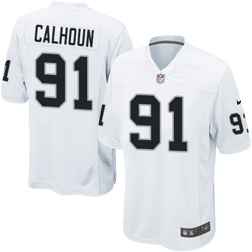 Men's Game Shilique Calhoun Nike Jersey White Road - #91 NFL Oakland Raiders